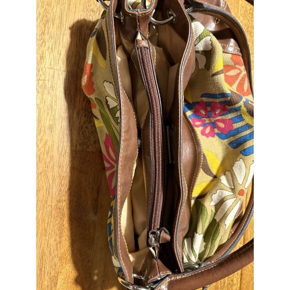 RELIC Fossil Floral Canvas Purse Leather Accents Boho Cottagecore Summer Handbag - Picture 12 of 14